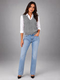 Women's Cable Knit Sweater Vest – Sleeveless Layering Knit - Gray