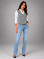 Women's Cable Knit Sweater Vest – Sleeveless Layering Knit - Gray