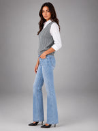 Women's Cable Knit Sweater Vest – Sleeveless Layering Knit - Gray