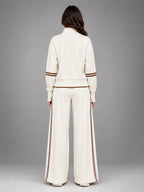 Women's Half Zip Lounge Set – Relaxed Wide Leg - Cream