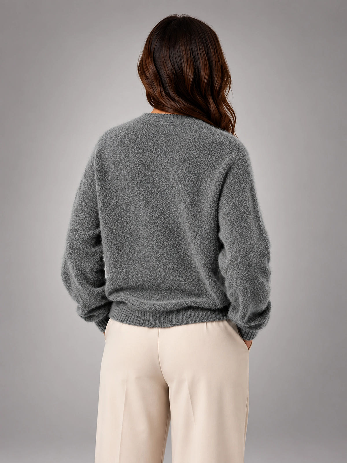 Women's Fluffy Knit Cardigan – Brushed Yarn V Neck