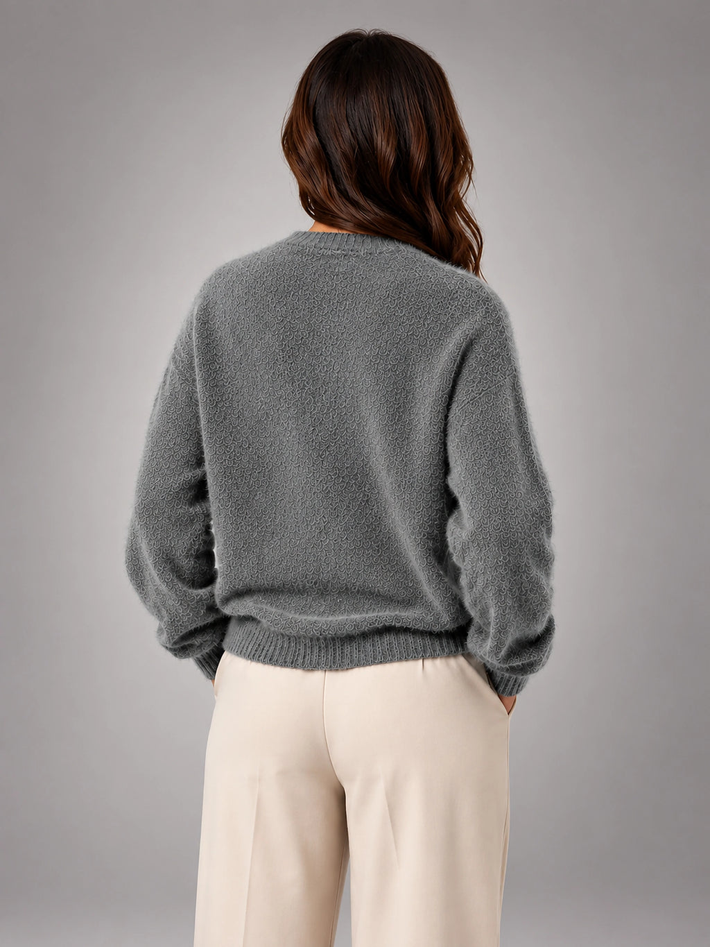 Women's Fluffy Knit Cardigan – Brushed Yarn V Neck