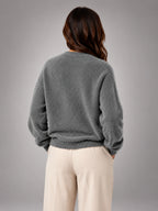 Women's Fluffy Knit Cardigan – Brushed Yarn V Neck