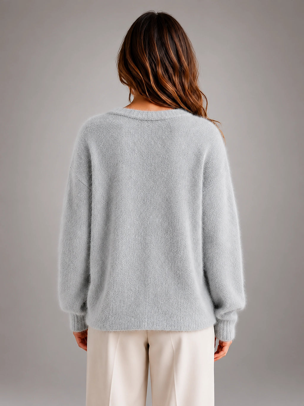 Women's Fluffy Knit Cardigan – Brushed Yarn V Neck