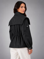 Women's Cropped Structured Jacket – Squared Shoulder Line - Black
