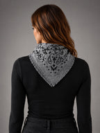 Women's Paisley Bandana Scarf – Square Neckerchief - Smoke/Black