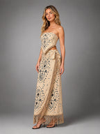 Women's Paisley Matching Set – Tassel Detail - Cream/Black Paisley