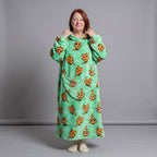 Women's Sherpa Fleece Blanket Hoodie – Orange Cat Print, Mint Green, alternative view