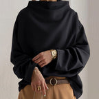 Women's High-Neck Sweater – Relaxed Oversized Fit in Black