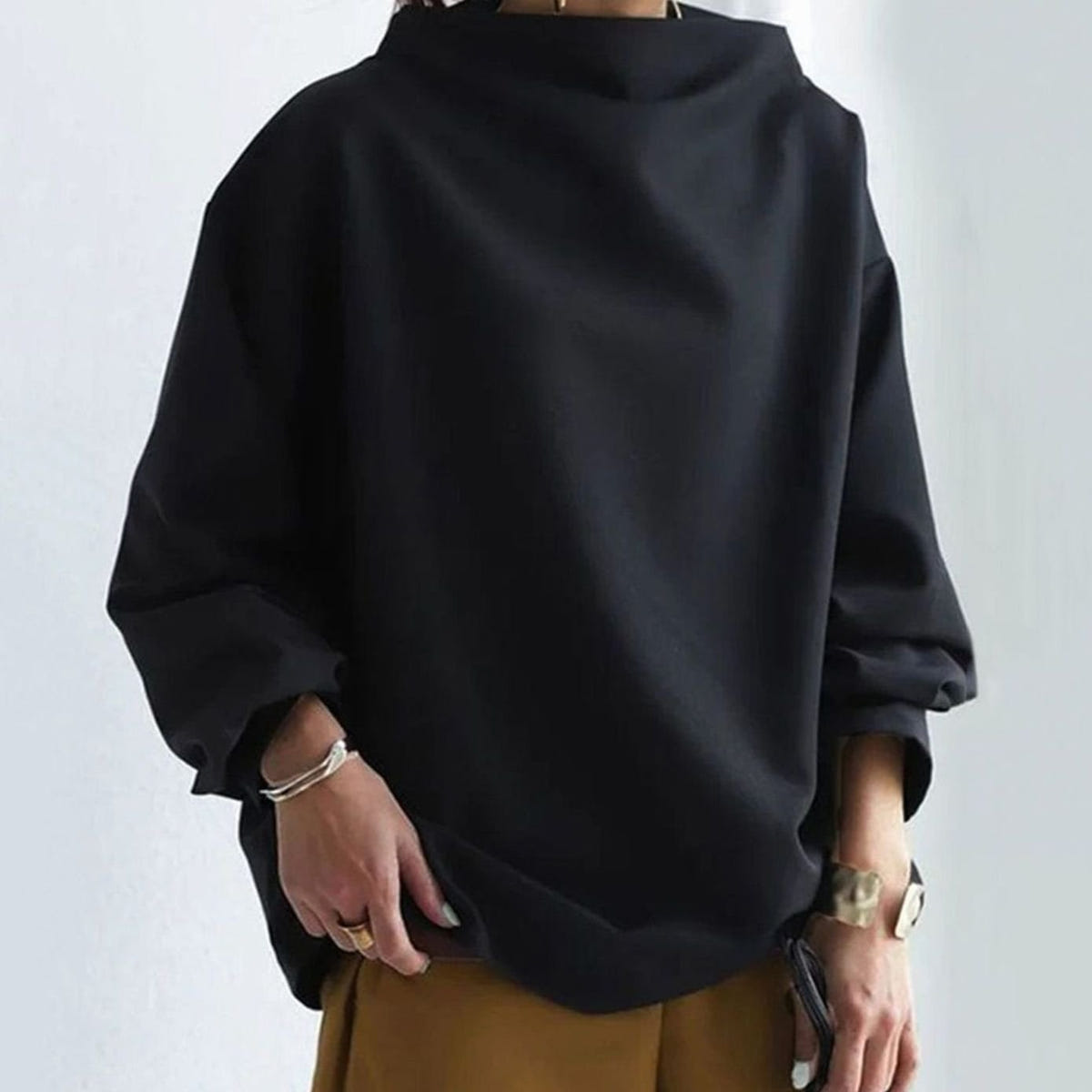 Women's High-Neck Sweater – Relaxed Oversized Fit, alternative view