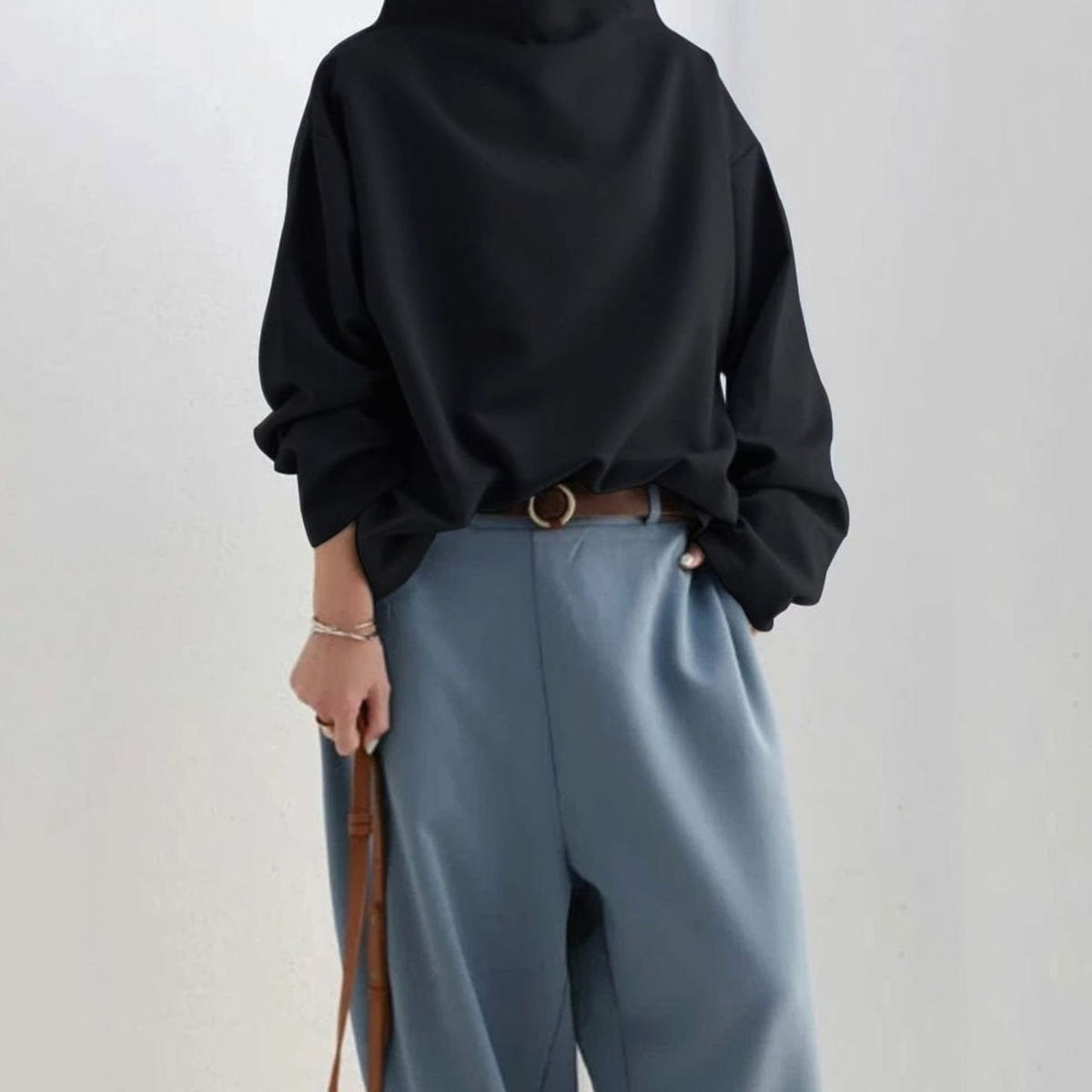 Women's High-Neck Sweater – Relaxed Oversized Fit, alternative view