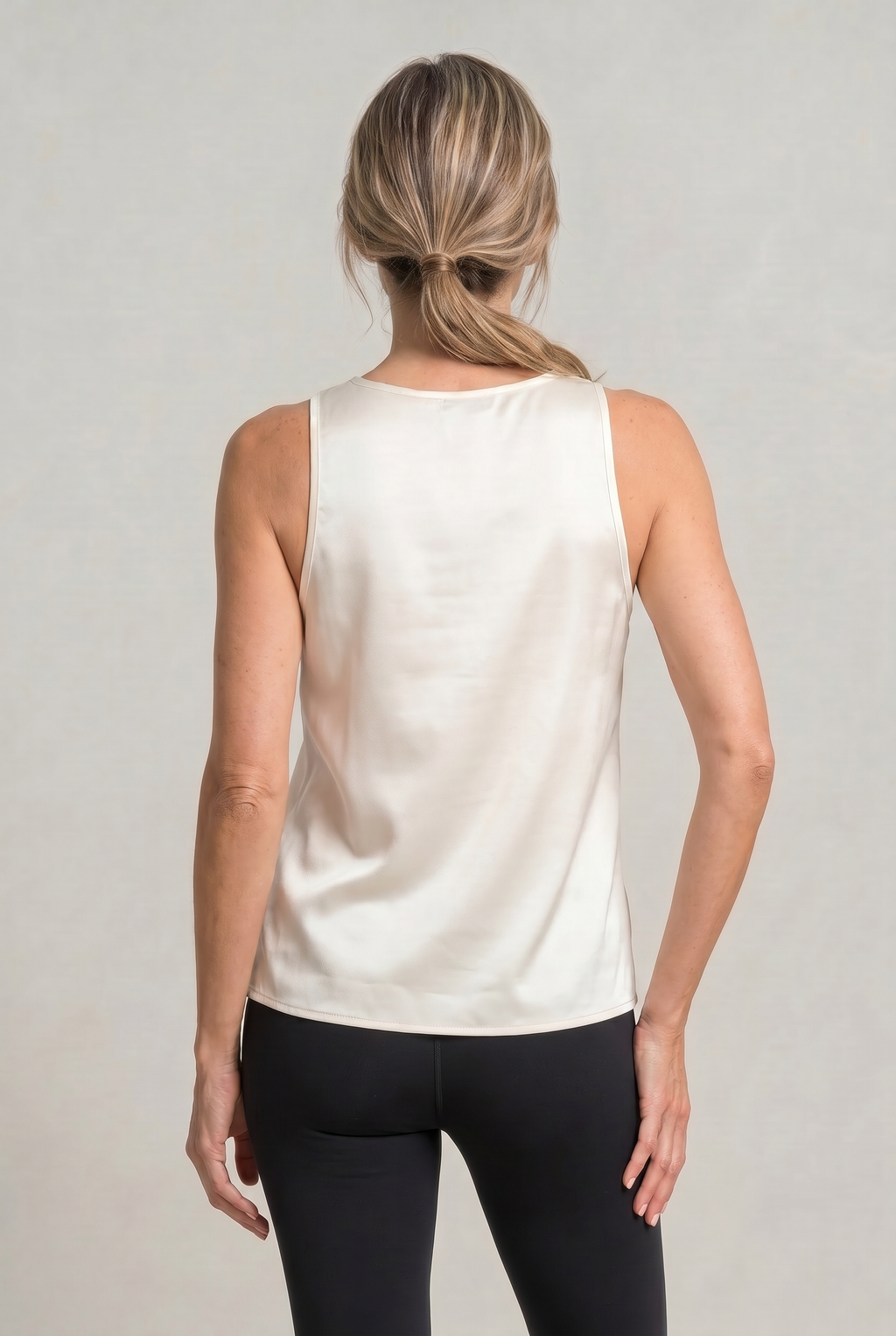 Women's Satin Cami Top – Deep V-Neck, Wide Straps – view 4