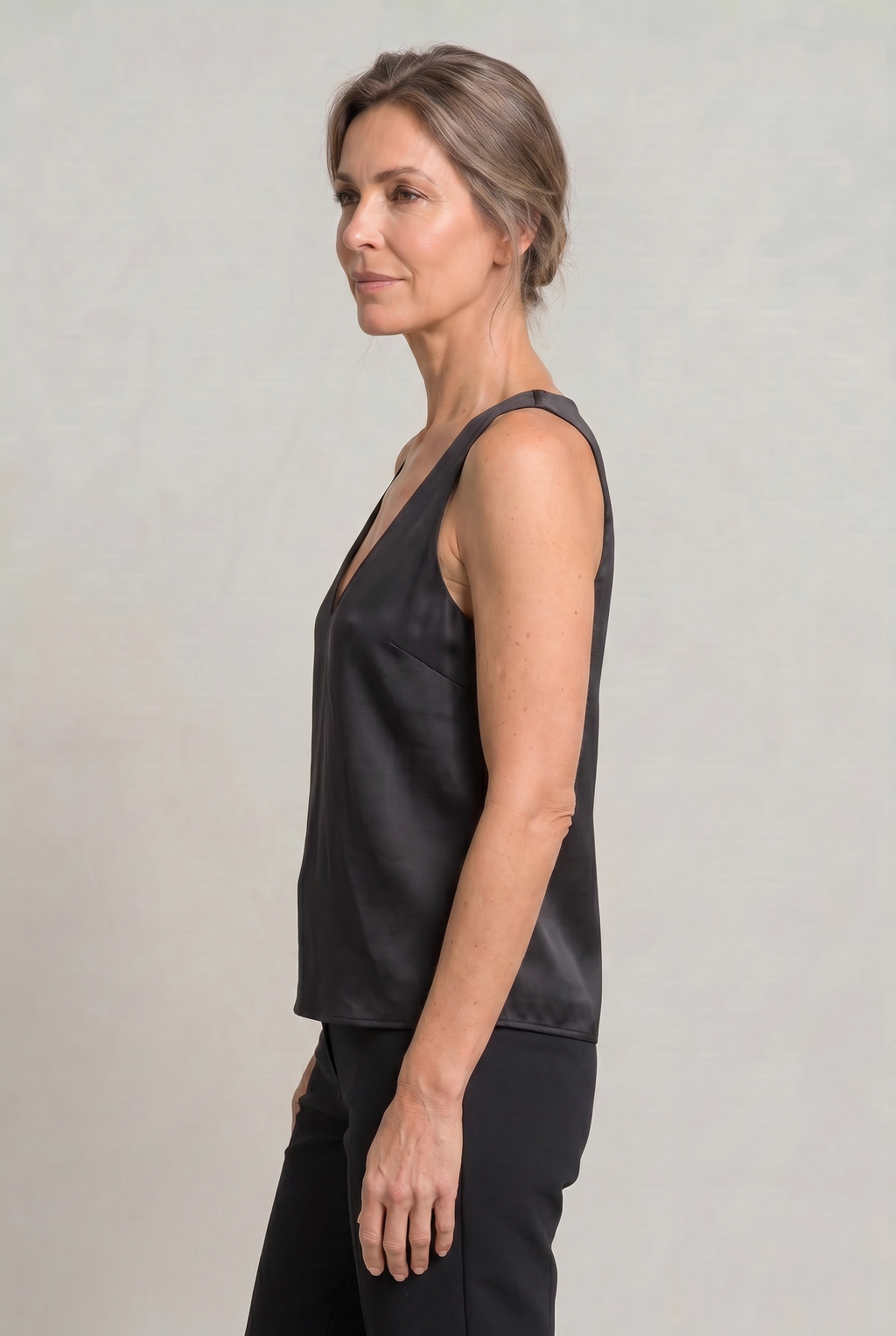 Women's Satin Cami Top – Deep V-Neck, Wide Straps – view 8