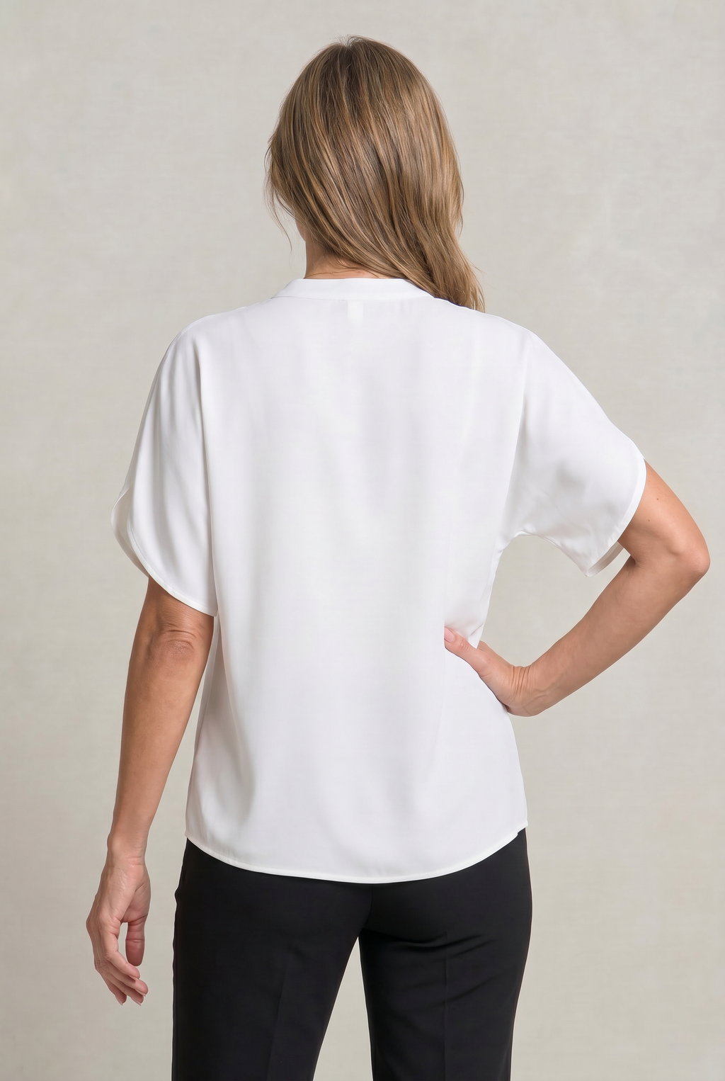 Women's V-Neck Blouse – Petal Sleeves, Notched Neckline – view 3