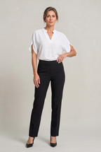 Women's V-Neck Blouse – Petal Sleeves, Notched Neckline – view 4