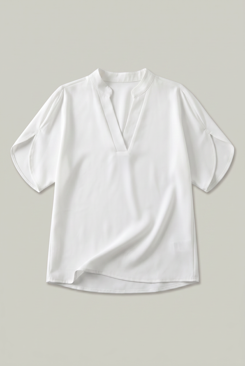 Women's V-Neck Blouse – Petal Sleeves, Notched Neckline – view 5