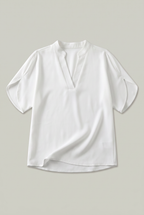 Women's V-Neck Blouse – Petal Sleeves, Notched Neckline – view 5
