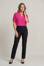 Women's V-Neck Blouse – Petal Sleeves, Notched Neckline – view 6