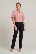 Women's V-Neck Blouse – Petal Sleeves, Notched Neckline – view 8