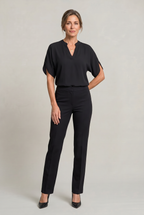 Women's V-Neck Blouse – Petal Sleeves, Notched Neckline – view 10