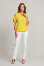 Women's V-Neck Blouse – Petal Sleeves, Notched Neckline – view 18