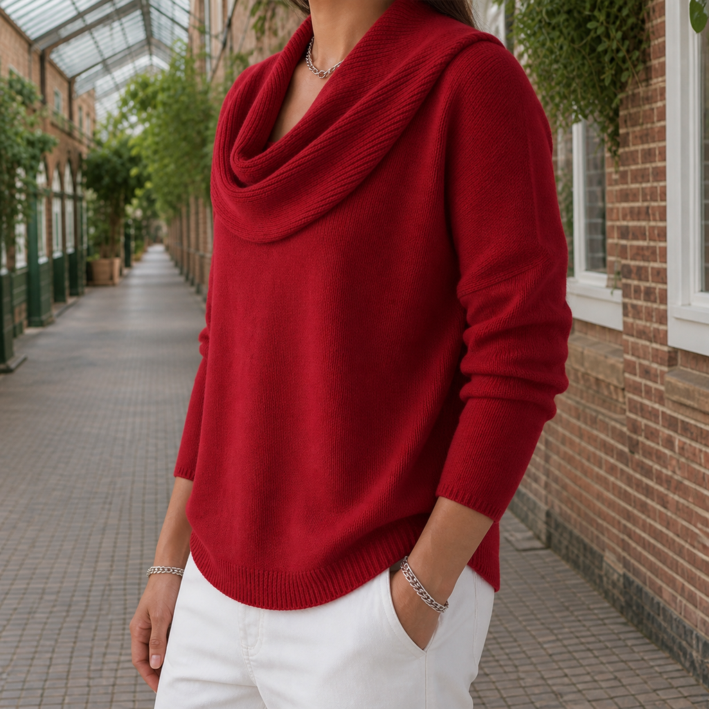 Women's Cowl-Neck Sweater – Relaxed Fit, Dropped Shoulders – view 2