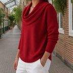 Women's Cowl-Neck Sweater – Relaxed Fit, Dropped Shoulders – view 2