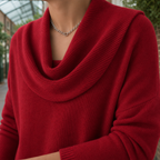 Women's Cowl-Neck Sweater – Relaxed Fit, Dropped Shoulders – view 3