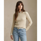 Women's Ribbed Crewneck Sweater – Slim Fit, Gold-Tone Cuff Buttons – view 7