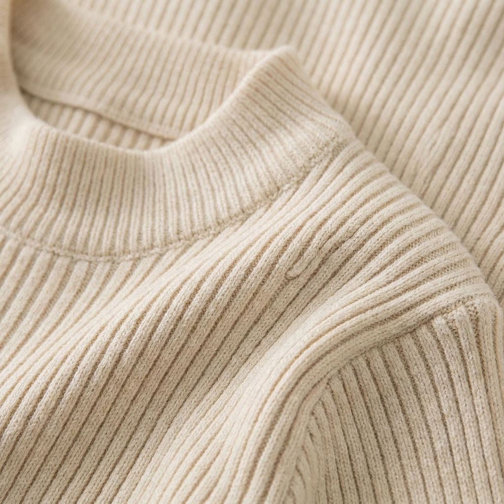 Women's Ribbed Crewneck Sweater – Slim Fit, Gold-Tone Cuff Buttons – view 8