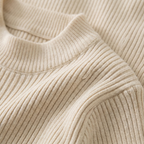 Women's Ribbed Crewneck Sweater – Slim Fit, Gold-Tone Cuff Buttons – view 8