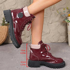 Women's Platform Ankle Boots – Patent Finish, Padded Collar – view 6