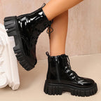 Women's Combat Boots – Patent Finish, Inside Zipper – view 5