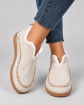 Women's Slip-On Ankle Boots in Beige – Plush Lined