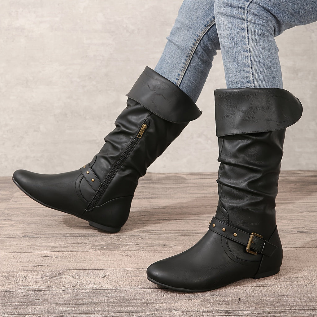 Women's Riding Boots – Knee High, Slouchy, Buckle – view 12