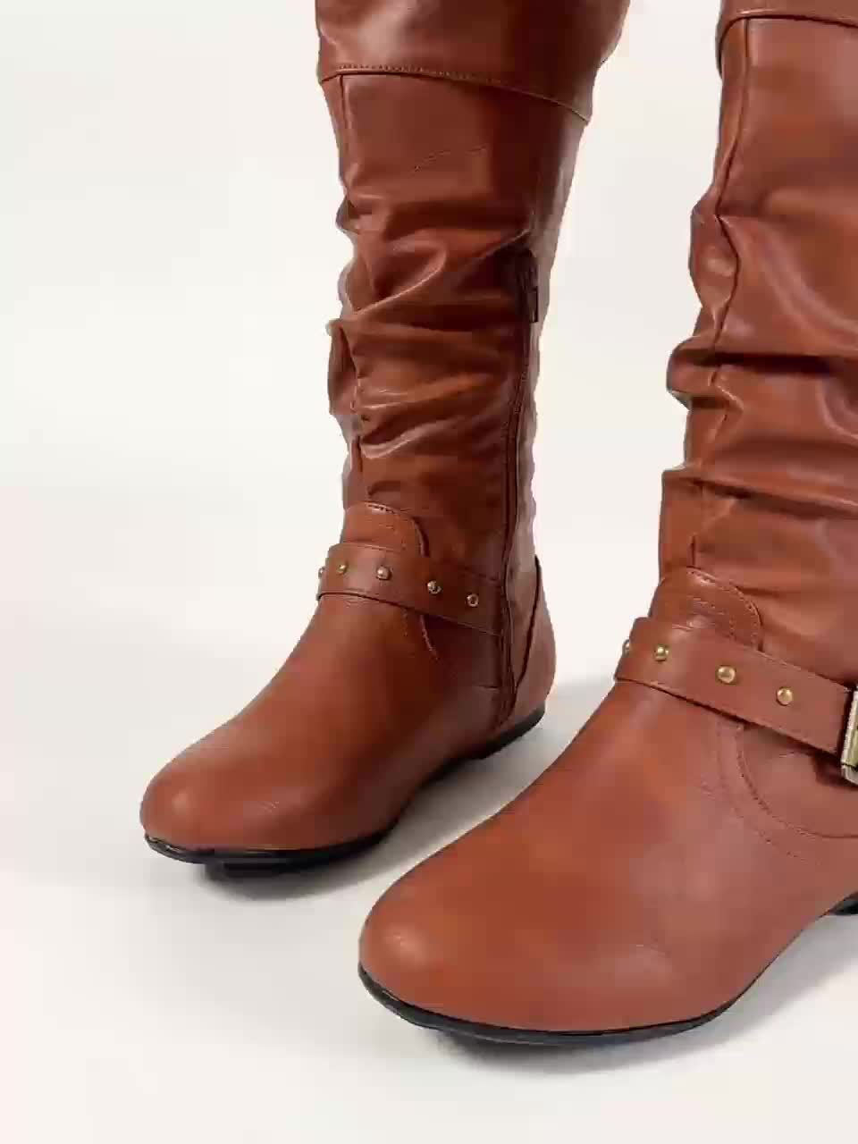 Women's Riding Boots – Knee High, Slouchy, Buckle – view 13