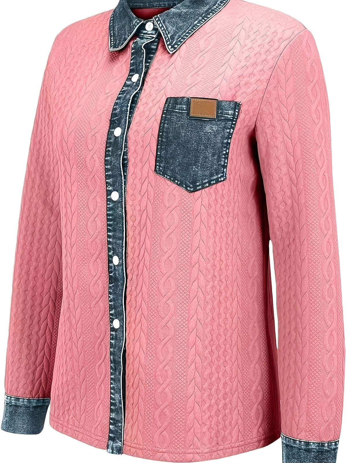 Women's Button-Up Shirt – Textured, Contrast Trim – view 4