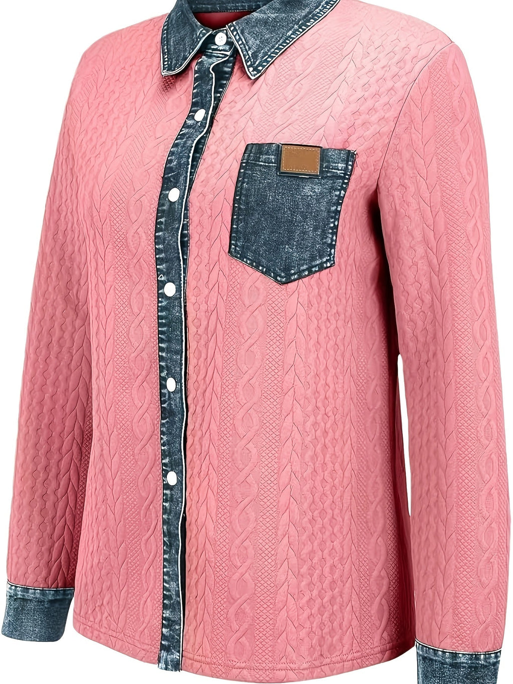 Women's Button-Up Shirt – Textured, Contrast Trim – view 4