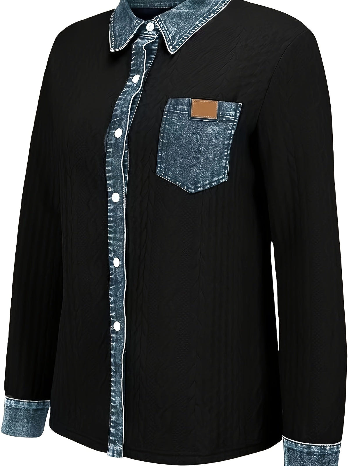 Women's Button-Up Shirt – Textured, Contrast Trim – view 9