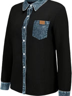 Women's Button-Up Shirt – Textured, Contrast Trim – view 9
