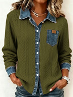 Women's Button-Up Shirt – Textured, Contrast Trim – view 11