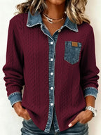 Women's Button-Up Shirt – Textured, Contrast Trim – view 19