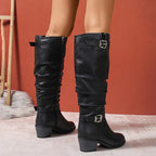 Women's Tall Boots – Slouchy, Buckle, Block Heel – view 2