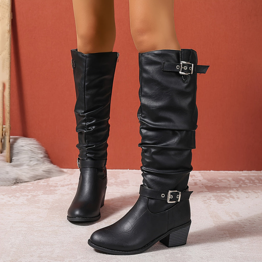 Women's Tall Boots – Slouchy, Buckle, Block Heel – view 10