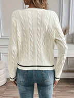 Women's Cable Knit Cardigan – Gold-Tone Buttons – view 8