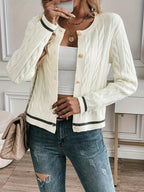 Women's Cable Knit Cardigan – Gold-Tone Buttons – view 9