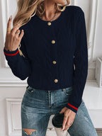 Women's Cable Knit Cardigan – Gold-Tone Buttons – view 12