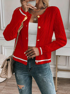 Women's Cable Knit Cardigan – Gold-Tone Buttons – view 16
