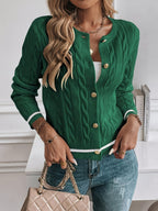Women's Cable Knit Cardigan – Gold-Tone Buttons – view 23