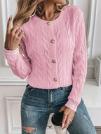 Women's Cable Knit Cardigan – Gold-Tone Buttons – view 24